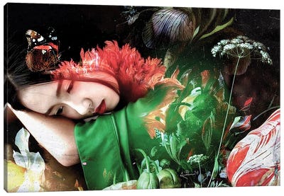 Reclining Lady In Green Kimono Canvas Art Print - Dominique Baduel
