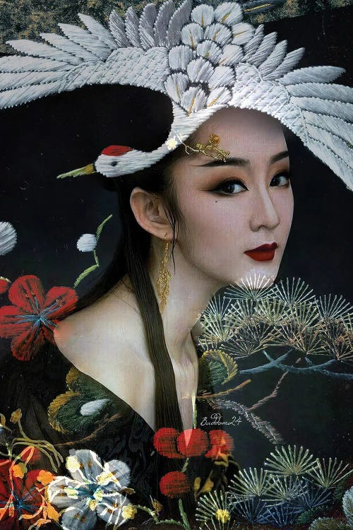 Lady With White Crane