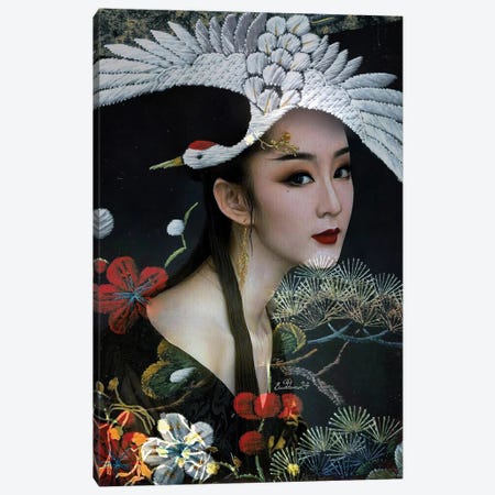 Lady With White Crane Canvas Print #DQB19} by Dominique Baduel Canvas Art