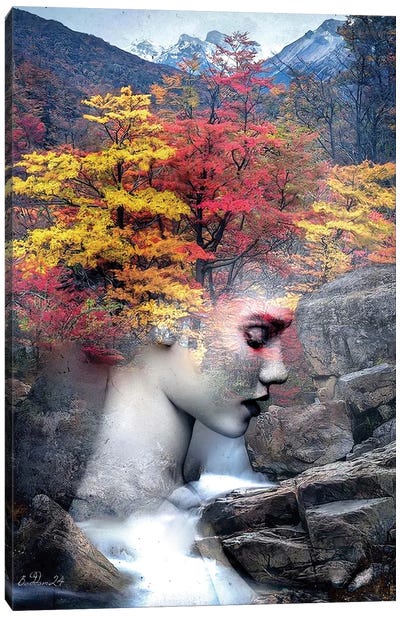 Autumn Permanent Canvas Art Print - Waterfall Art