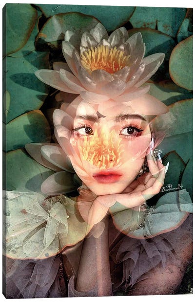 Pierrot Petit Lotus Canvas Art Print - Lily Art