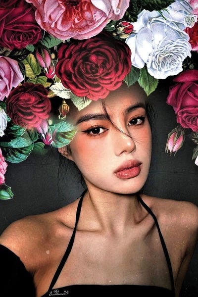 Flower Girl by Dominique Baduel multi panel art