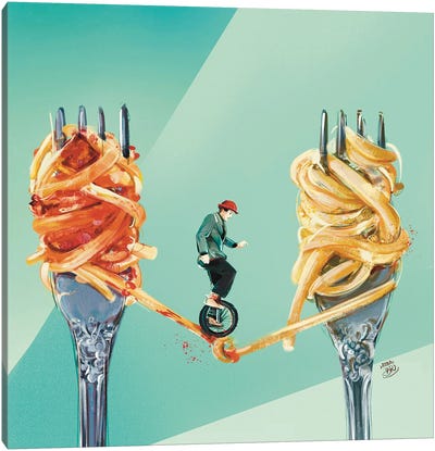 A Balanced Diet Canvas Art Print - Miniature Worlds