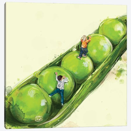Happy Peas Canvas Print #DRA46} by Daria Rosso Canvas Art Print