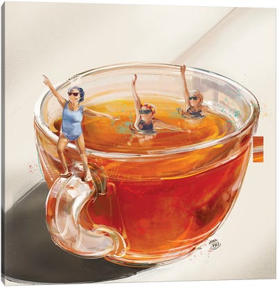 Tea Gym Canvas Art Print - Swimming Art