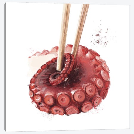 The Chopstick Series - Octopus Sashimi Canvas Print #DRA56} by Daria Rosso Canvas Art