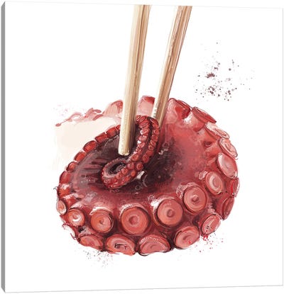 The Chopstick Series - Octopus Sashimi Canvas Art Print - Daria Rosso