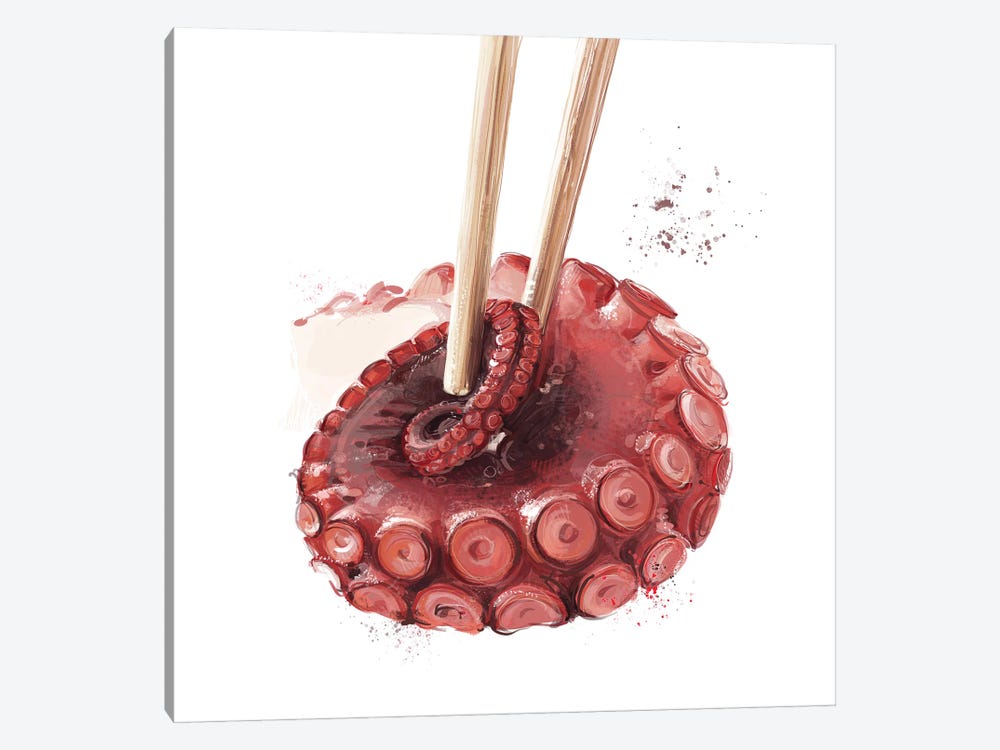 The Chopstick Series - Octopus Sashimi by Daria Rosso 1-piece Art Print