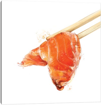 The Chopstick Series - Salmon Sashimi Canvas Art Print - Daria Rosso