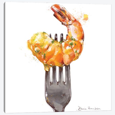 Food On Fork - Shrimp Canvas Print #DRA60} by Daria Rosso Canvas Art