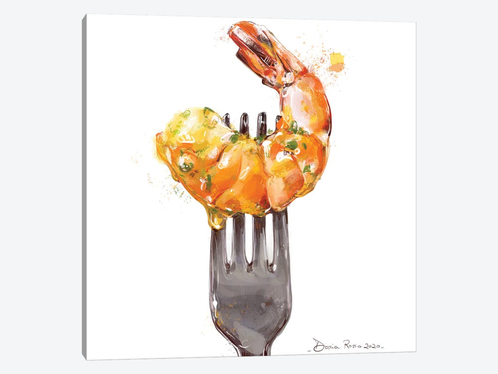 Food On Fork - Shrimp by Daria Rosso 1-piece Canvas Artwork