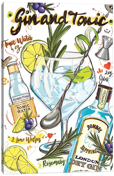 Gin And Tonic Canvas Art Print - Cocktail & Mixed Drink Art