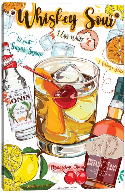 Whiskey Sour Canvas Art Print - Lemon & Lime Art