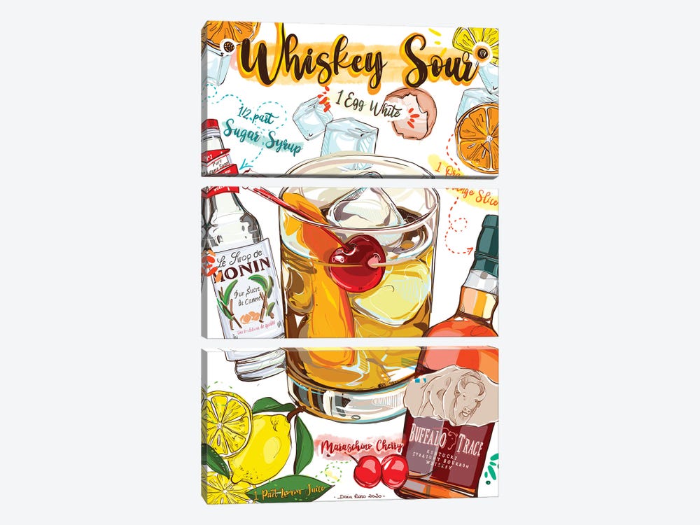Whiskey Sour by Daria Rosso 3-piece Canvas Art