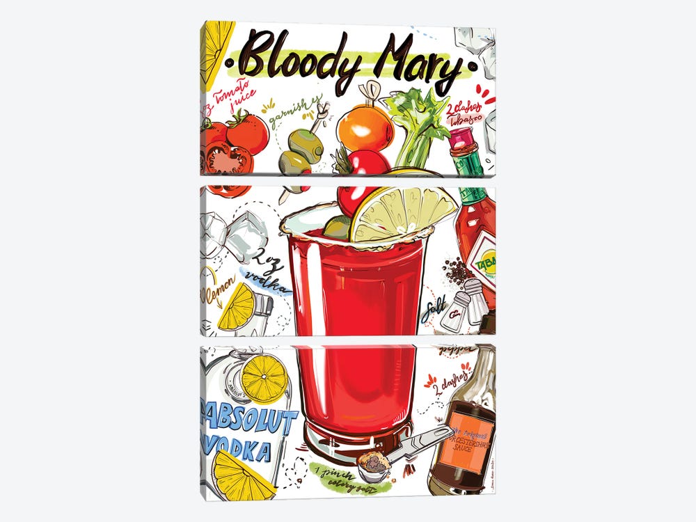 Bloody Mary by Daria Rosso 3-piece Canvas Art Print
