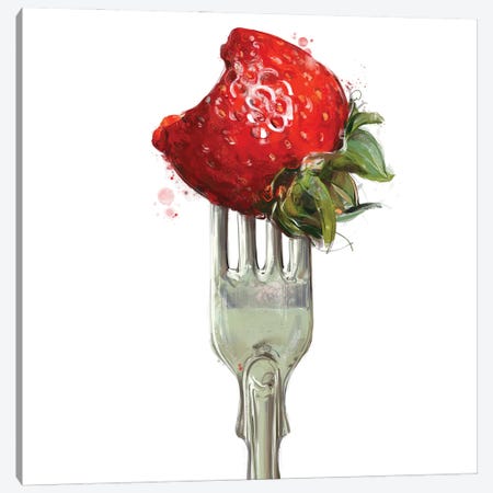 Food On Fork - Strawberry Canvas Print #DRA64} by Daria Rosso Canvas Art Print