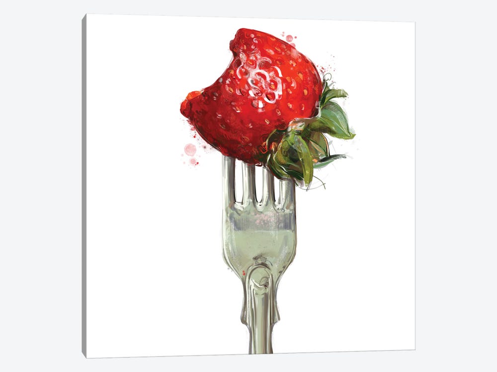 Food On Fork - Strawberry by Daria Rosso 1-piece Canvas Artwork