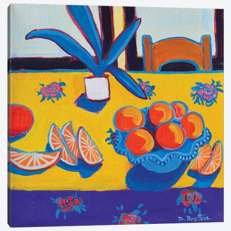 Tangerines On The Table Canvas Print #DRB12} by Debra Bretton Robinson Canvas Artwork