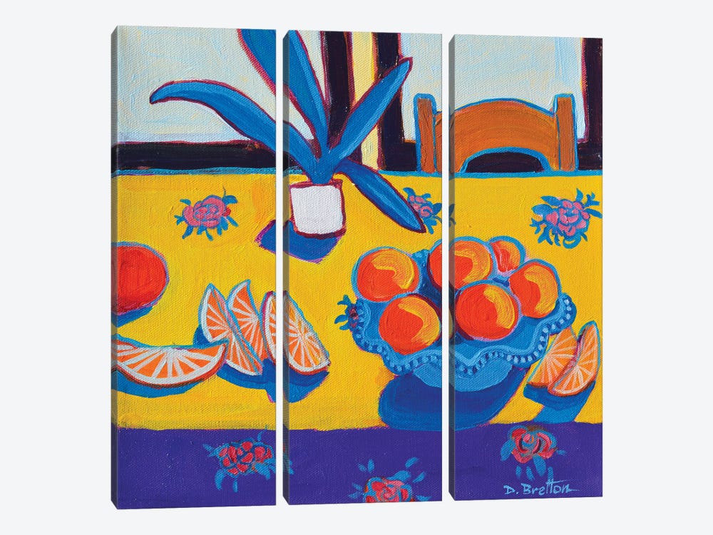 Tangerines On The Table by Debra Bretton Robinson 3-piece Canvas Print