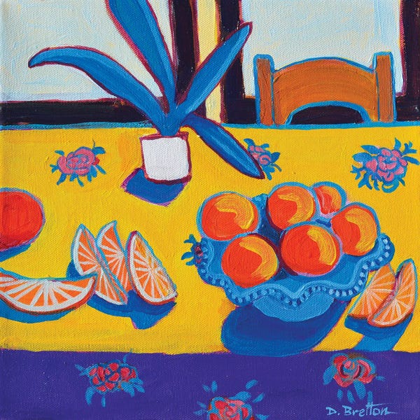 Vibrant Scenes in 2D: Tangerines On The Table by Debra Bretton Robinson