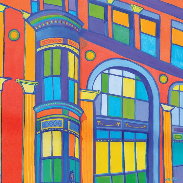 Vibrant Scenes in 2D: Bon Marche Cat by Debra Bretton Robinson