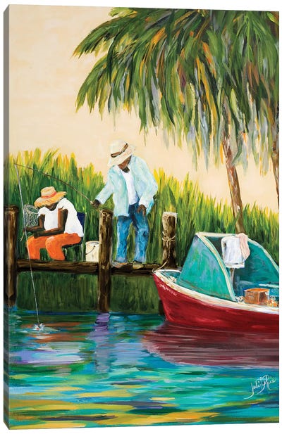 Dock Fishing Canvas Art Print - Julie Derice