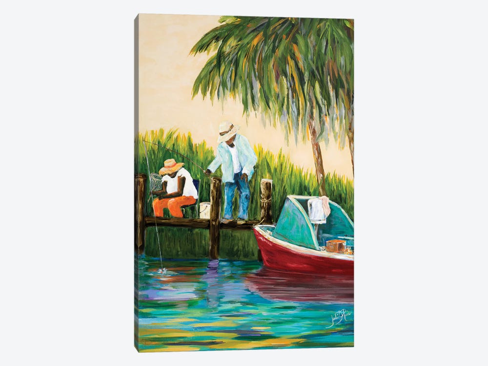 Dock Fishing by Julie Derice 1-piece Canvas Wall Art