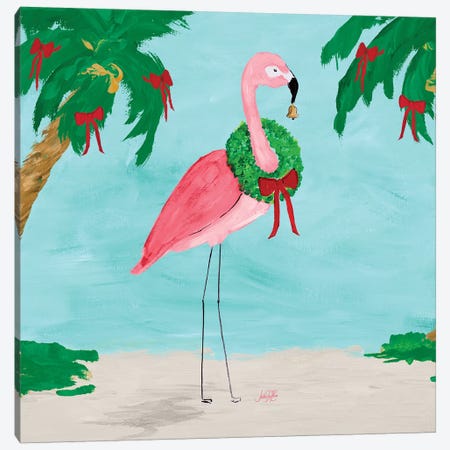 Fa La La La Flamingo Holiday I Canvas Print #DRC103} by Julie Derice Canvas Wall Art