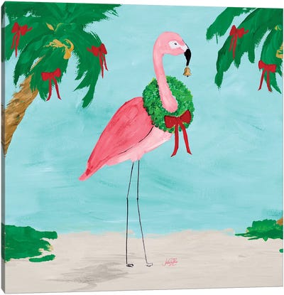 Fa La La La Flamingo Holiday I Canvas Art Print - Julie Derice