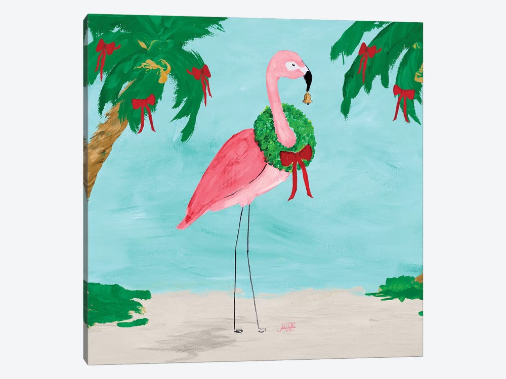 Fa La La La Flamingo Holiday I by Julie Derice 1-piece Canvas Wall Art