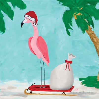 Fa La La La Flamingo Holiday II by Julie Derice framed wall art