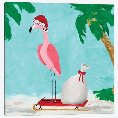 Fa La La La Flamingo Holiday II Canvas Print #DRC104} by Julie Derice Art Print