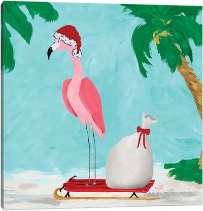Fa La La La Flamingo Holiday II Canvas Art Print - Julie Derice