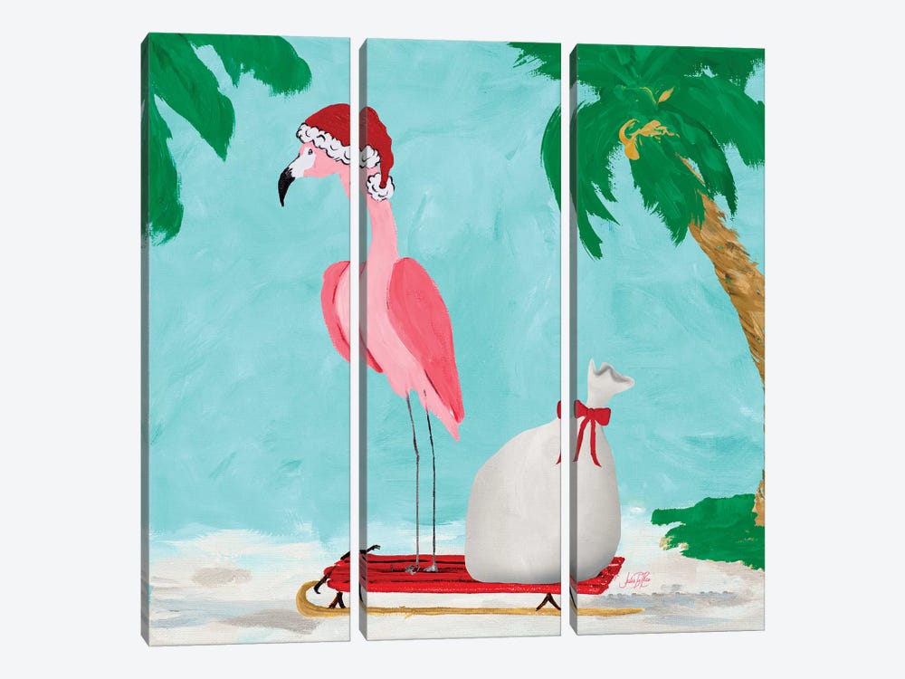 Fa La La La Flamingo Holiday II by Julie Derice 3-piece Canvas Print
