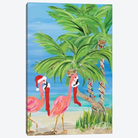 Flamingo Christmas I Canvas Print #DRC105} by Julie Derice Canvas Art Print