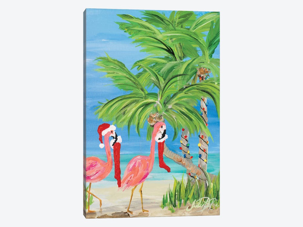 Flamingo Christmas I by Julie Derice 1-piece Canvas Artwork