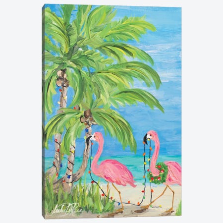 Flamingo Christmas II Canvas Print #DRC106} by Julie Derice Canvas Art Print