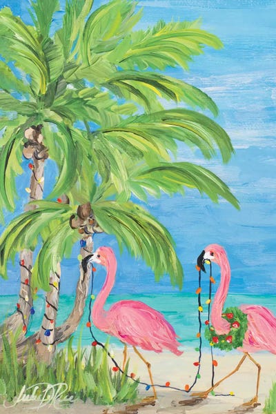 Pine Trees: Flamingo Christmas II by Julie Derice