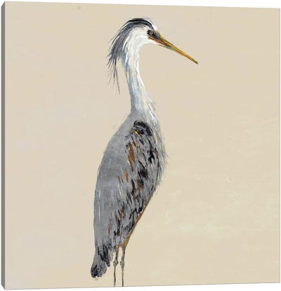 Heron On Tan I Canvas Art Print - Julie Derice