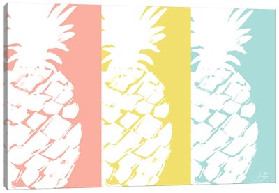 Modern Pineapple Trio Canvas Art Print - Pop Art for Kitchen