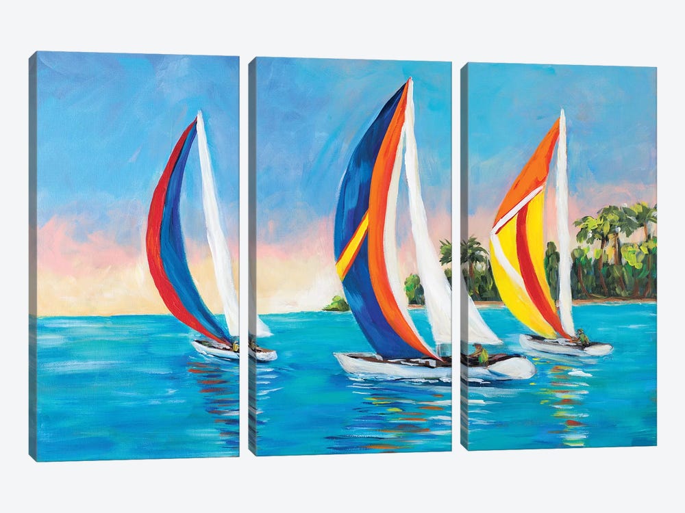 Morning Sails I by Julie Derice 3-piece Canvas Wall Art