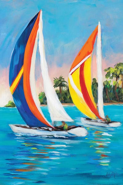Morning Sails Vertical I by Julie Derice multi panel art