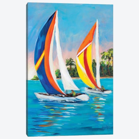 Morning Sails Vertical I Canvas Print #DRC127} by Julie Derice Art Print