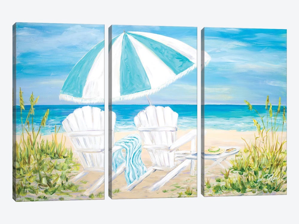 Beach Umbrella by Julie Derice 3-piece Canvas Print