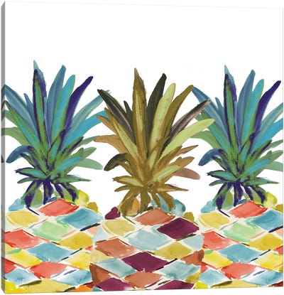 Pumped Up Pineapples Canvas Art Print - Pineapple Art