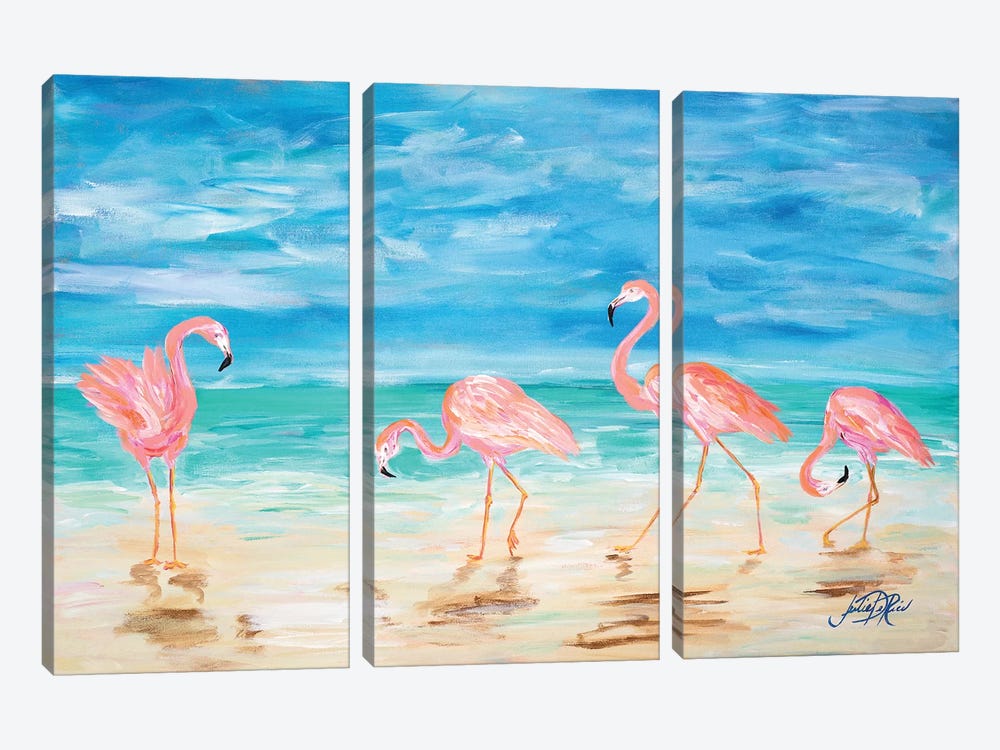 Flamingo Beach by Julie Derice 3-piece Canvas Wall Art