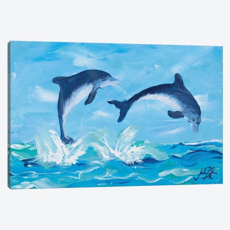 Soaring Dolphins II Canvas Print #DRC156} by Julie Derice Canvas Artwork