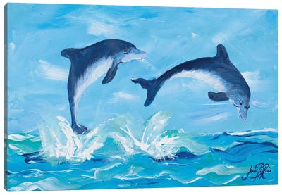 Soaring Dolphins II Canvas Art Print - Dolphin Art