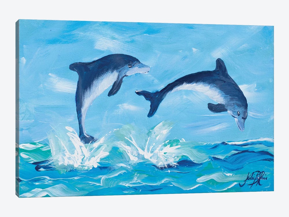 Soaring Dolphins II by Julie Derice 1-piece Canvas Art