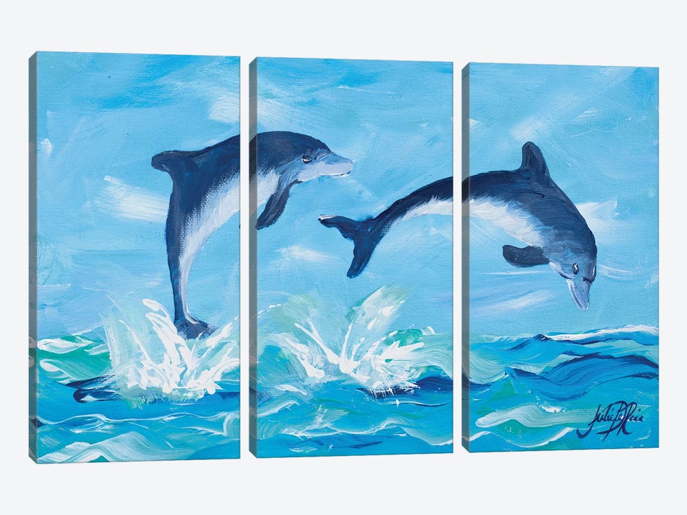 Soaring Dolphins II by Julie Derice 3-piece Canvas Wall Art
